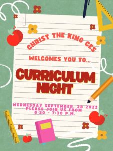 Curriculum Night Wednesday, September 28