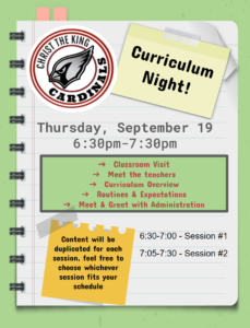 CTK Curriculum Night/Meet the Teacher